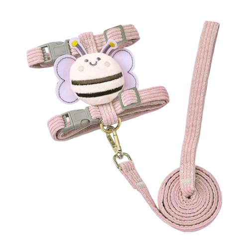 SHINROAD Katzengurtgeschirr mit verstellbarer Leine, ausbruchsicher, Kätzchen mit Cartoon-Bienen-Design, für kleine bis mittelgroße Katzen, Hunde, leicht, bequem, Rosa, Größe S SHINROAD Katzengurtgeschirr mit verstellbarer Leine, ausbruchsicher, Kätzchen mit Cartoon-Bienen-Design, für kleine bis mittelgroße Katzen, Hunde, leicht, bequem, Rosa, Größe S von SHINROAD