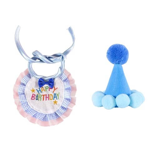 SHINROAD Kopfbedeckung für Katzen und Hunde, verstellbarer Riemen, Happy Birthday, Krone, Mütze, Schal, Set für Hunde, Katzen, Spitzenstickerei, Lätzchen, wasserdichtes Handtuch, niedlich, Party, Blau SHINROAD Kopfbedeckung für Katzen und Hunde, verstellbarer Riemen, Happy Birthday, Krone, Mütze, Schal, Set für Hunde, Katzen, Spitzenstickerei, Lätzchen, wasserdichtes Handtuch, niedlich, Party, Blau von SHINROAD