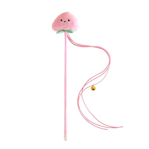 SHINROAD Langlebiger Katzen-Teaser-Zauberstab, Spielzeug für Katzen, Tease Stick, interaktiv, bissfest, Plüsch, Cartoon-Früchte, zieht Aufmerksamkeit auf sich, Kätzchen, Rosa von SHINROAD