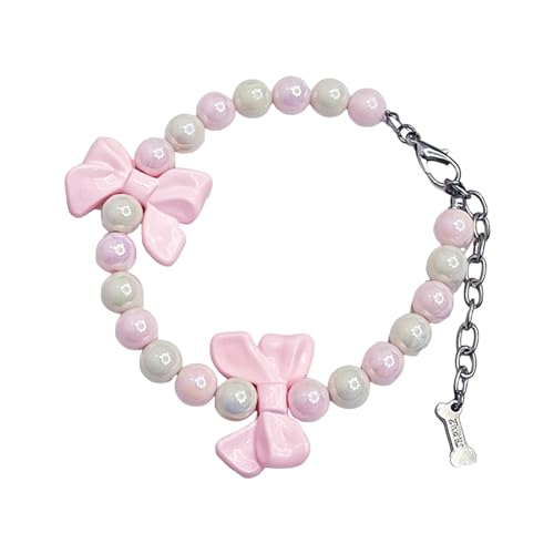 SHINROAD Modische Haustier-Halskette, lichtecht, Halsband für Hunde und Katzen, verstellbare rosa Schleife, Schmuck, weibliche Welpen, mit künstlicher Perle, Dekoration, Hochzeit, Geburtstag, Größe S SHINROAD Modische Haustier-Halskette, lichtecht, Halsband für Hunde und Katzen, verstellbare rosa Schleife, Schmuck, weibliche Welpen, mit künstlicher Perle, Dekoration, Hochzeit, Geburtstag, Größe S von SHINROAD