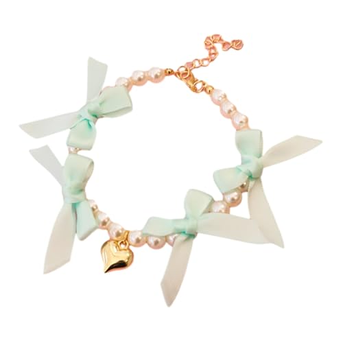 SHINROAD Niedliches Haustierhalsband mit Kunstperlen, Liebesanhänger, verstellbare Hundeperlen-Halskette, Schleife, Herz für kleine bis mittelgroße Hunde, Katzen, Hochzeitszubehör, Retro-Design, Grün SHINROAD Niedliches Haustierhalsband mit Kunstperlen, Liebesanhänger, verstellbare Hundeperlen-Halskette, Schleife, Herz für kleine bis mittelgroße Hunde, Katzen, Hochzeitszubehör, Retro-Design, Grün von SHINROAD