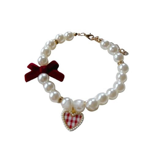SHINROAD Rotes Haustierhalsband für Katzen, Kunstperlen, Hund mit Herz, Schleife, Anhänger, verstellbare Riemen, Kristallimitat für Katzen, Hunde, Vintage-Stil, Schmuck, Rot, Größe S SHINROAD Rotes Haustierhalsband für Katzen, Kunstperlen, Hund mit Herz, Schleife, Anhänger, verstellbare Riemen, Kristallimitat für Katzen, Hunde, Vintage-Stil, Schmuck, Rot, Größe S von SHINROAD