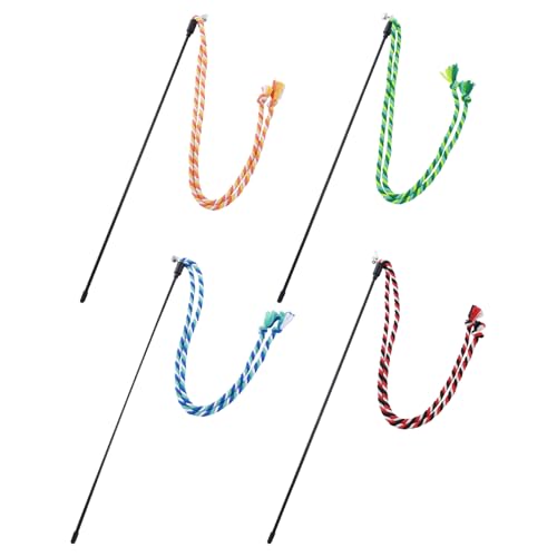 SHINROAD Verführerisches Katzenspielzeug mit Glocken, bissfest, interaktiv, handgewebt, Baumwollseil, Glocke, kratzfest, lustig, Haustier, zufällige Farbe von SHINROAD