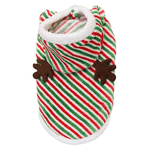 SHINROAD Warme Haustier-Kapuzenjacke für Hunde und Katzen, mit bunten Streifen, hautfreundliches Welpen-Kostüm für Weihnachten, Größe 2XL von SHINROAD