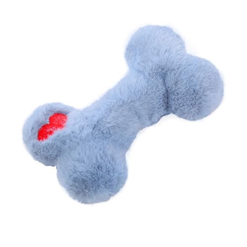 Verschleißfestes Haustierspielzeug für dauerhaften Gebrauch, bissfest, kleine Tiere, quietschendes Plüsch-Hundespielzeug mit eingebautem Klangknochenform, Kauen gegen Langeweile, Blau von SHINROAD