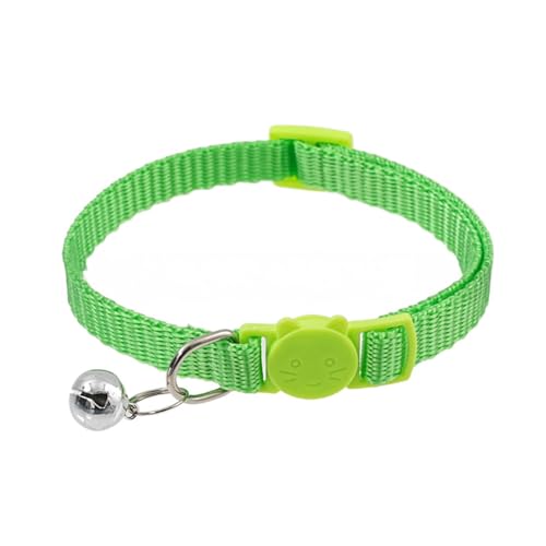 Verstellbares Katzenhalsband mit Schnellverschluss-Sicherheitsmanschette, weiches Nylon-Design, bunte Optionen, ausbruchsicher, bequeme Katzen, Hellgrün von SHINROAD