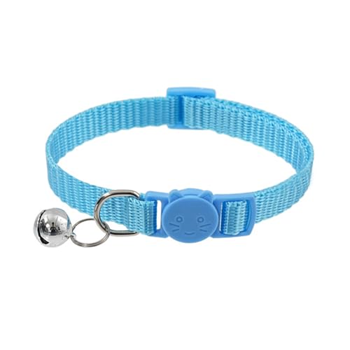 Verstellbares Katzenhalsband mit Schnellverschluss-Sicherheitsmanschette, weiches Nylon-Design, bunte Optionen, ausbruchsicher, bequeme Katzen, Himmelblau von SHINROAD