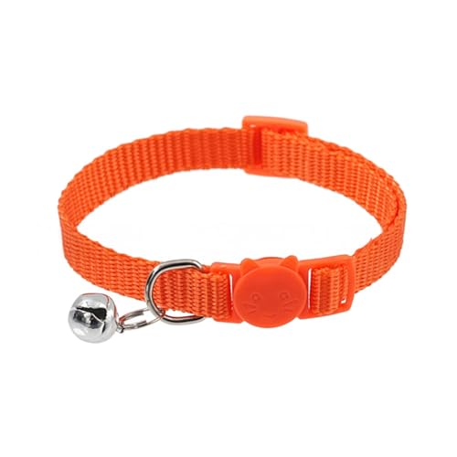 Verstellbares Katzenhalsband mit Schnellverschluss-Sicherheitsmanschette, weiches Nylon-Design, bunte Optionen, ausbruchsicher, bequeme Katzen, Orange von SHINROAD