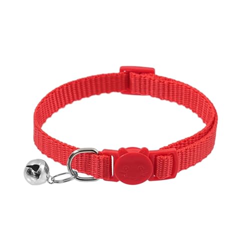 Verstellbares Katzenhalsband mit Schnellverschluss-Sicherheitsmanschette, weiches Nylon-Design, bunte Optionen, ausbruchsicher, bequeme Katzen, Rot von SHINROAD