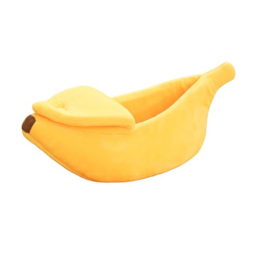 Waschbares Bett, Bananen-Haustierform, halbgeschlossener Schlafsack für Katzen, kleine Hunde, Kaninchen, gemütliches Versteck mit dickem Kissen, niedliches Design, bequem, Gelb, Größe S Waschbares Bett, Bananen-Haustierform, halbgeschlossener Schlafsack für Katzen, kleine Hunde, Kaninchen, gemütliches Versteck mit dickem Kissen, niedliches Design, bequem, Gelb, Größe S von SHINROAD