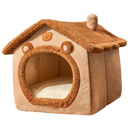 Bedeckte Katzenbett weich warm warm, halbverschlossener Katzenzeltbett abnehmbares süßes Bären Haustier Haus für Innenräume 11, 8x15, 8x15 Zoll von SHITOOMFE
