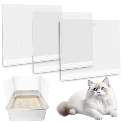 Katzenstreubox -Schild, 3pcs Müllbox Splash Guard, transparentes Haustier -Dicker -Katzenschild, einfacher sauberer Spritzschutz für offene Pee -Pfanne, nur Abdeckung von SHITOOMFE