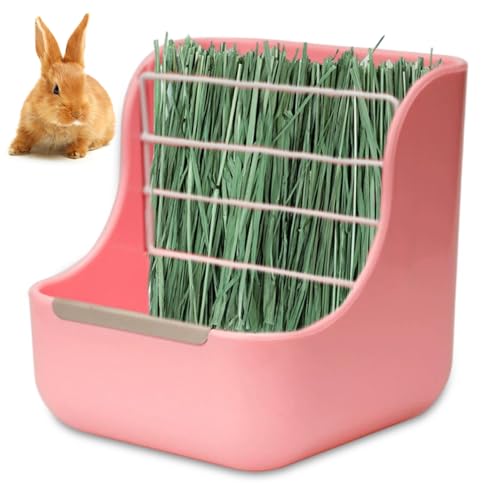 Meerschweinchen-Lebensmittelschüssel 2 in 1 Gras & Food Kauen sicherer Hasenfuttermittel mit Schwerer Metallrahmen Kreuzschraube Fixe Meerschweinchen-Heuhalter für Käfige mehr von SHITOOMFE