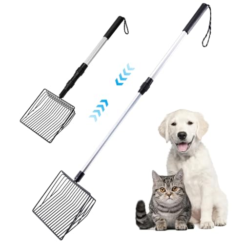 SHITOOMFE Chicken Scooper, Chicken Poop Scooper 35 Zoll dehnbares feines Mesh 2 Abschnitte Eisendraht abnehmbar hängende Lagerung Hundekatze Abfall Scoop Style a von SHITOOMFE
