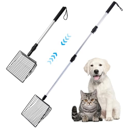 SHITOOMFE Chicken Scooper, Chicken Poop Scooper 42 Zoll dehnbares feines Mesh 3 Abschnitte Eisendraht abnehmbar hängende Lagerung Hundekatze Schaufel Style B von SHITOOMFE