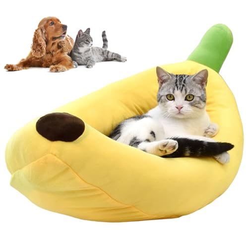 SHITOOMFE Katzenbetten, Katzenbett, süße bananenförmige Betten 23 x 13 Zoll weich gemütlich schön Haustier Vorräte für Katzen Kätzchen Kaninchen kleine Hunde, Gelb von SHITOOMFE