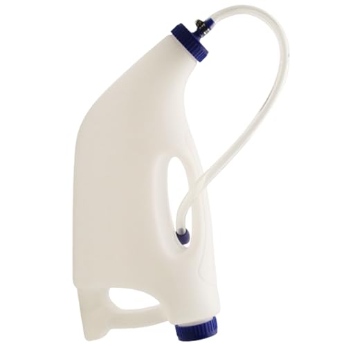SHITOOMFE Wadenflasche, Kalbsröhrchen-Feeder 1 Set 4L Nicht-Kratzerflasche mit Flexibler Schlauch- und Metallrohr tragbarer Verstellbarer Ziege mit Luftentlüftung für Milchmedizin von SHITOOMFE