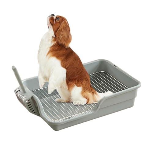 Welpentöpfchenschale, Hundetöpfchenschale, Edelstahl -Netzpuppen mit Schutzwand & Schaufel, Halten Sie die Pfoten trockener Hundestreuel für kein Leck, Verschütten, Unfall von SHITOOMFE