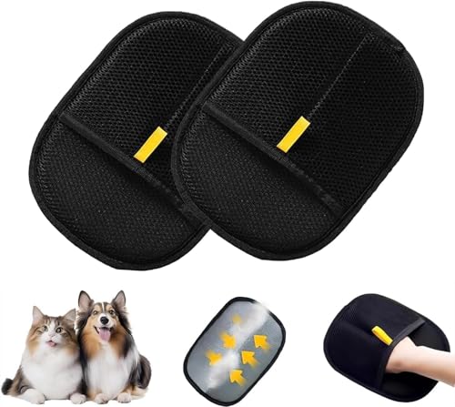 Fellpflegehandschuhe 2er-Set– Doppelseitige Statische Tierhaarentferner,Wiederverwendbare&Waschbare Haustierpflege-Handschuhe für Entfernt Hunde&Katzen Fell von Sofa, Teppich, Kleidung von SHIXPIOV