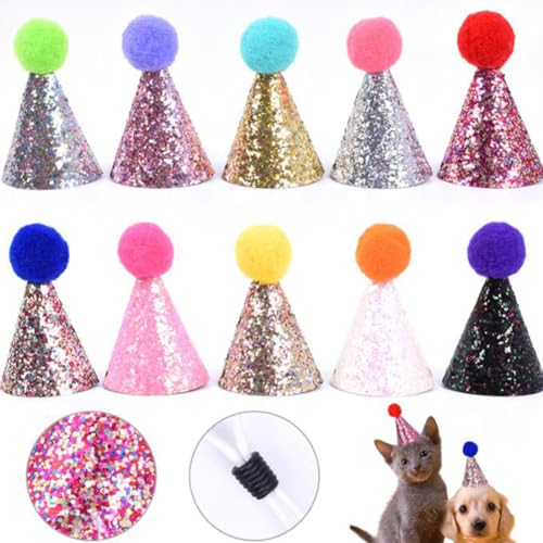 SHJOEE 10 Mini Partyhüte Verstellbare Kopfbedeckung Mehrfarbige Geburtstagsmützen für Hunde, Katzen, Kaninchen und Stofftiere Niedliche Party Dekorationen Partyzubehör SHJOEE 10 Mini Partyhüte Verstellbare Kopfbedeckung Mehrfarbige Geburtstagsmützen für Hunde, Katzen, Kaninchen und Stofftiere Niedliche Party Dekorationen Partyzubehör von SHJOEE