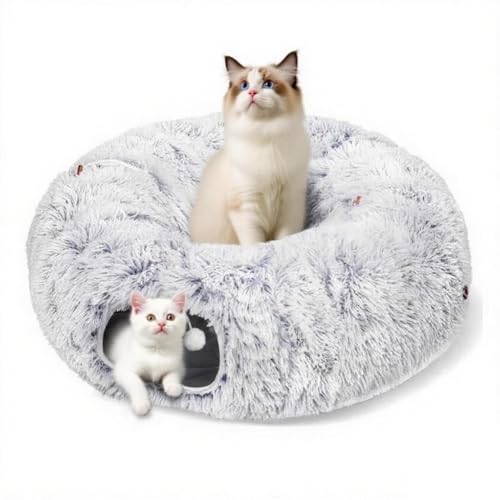 SHJOEE 2 In 1 Donut-Katzenbett mit Tunnel Plüsch Katzentunnel mit Schlafplatz Faltbar Katzenhöhle mit Spielball Warm Kätzchen Bett Multifunktion Katzentunnelbett mit Guckloch Katzenspielzeug Indoor SHJOEE 2 In 1 Donut-Katzenbett mit Tunnel Plüsch Katzentunnel mit Schlafplatz Faltbar Katzenhöhle mit Spielball Warm Kätzchen Bett Multifunktion Katzentunnelbett mit Guckloch Katzenspielzeug Indoor von SHJOEE