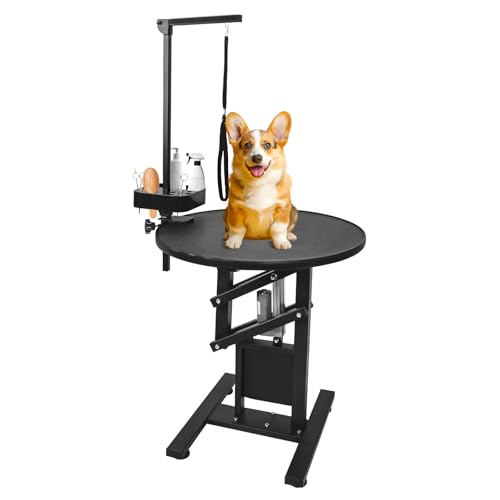 SHMQYSY Elektrischer Hundepflegetisch, höhenverstellbarer Fellpflegetisch für kleine Hunde zu Hause, professioneller elektrischer Hubtisch mit kratzfester Tischplatte und klappbarem Arm (61 cm, von SHMQYSY