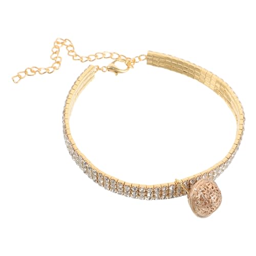 SHOWERORO Bling Strass Katzen und Hundehalsband mit Glocke Verstellbare Hundekette für Kleine Hunde und Katzen Stilvolles Zubehör für Haustiere mit Anhänger von SHOWERORO