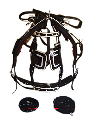 SHOWMEN CRAFT Black Synthetic Patent Nylon Horse Driving Harness, with Designer Weaving On Saddle (COB) von SHOWMEN CRAFT