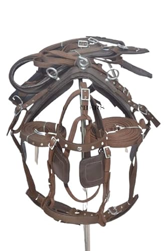 SHOWMEN CRAFT Nylon Driving Harnesss For Single Horse In Brown With Diamonte Headband In Trense (PONY) von SHOWMEN CRAFT