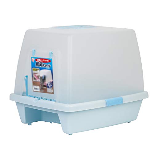 SHPEHP Katzentoilette, beiliegende Katzentoilette mit ergonomischem Abfallbehälter, leicht gegen Spritzwasser zu reinigen, große Katzentoilette (3 Farben, 2 Größen) Blue-M von SHPEHP