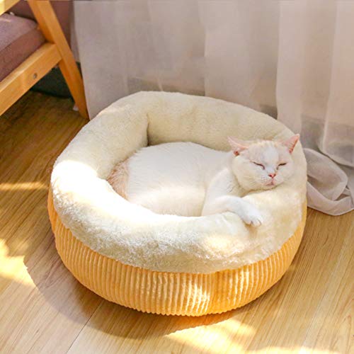 SHPEHP Pet Dog Bed-Ergonomisches Luxe Coral Fleece Lounger Cradle Matratze Contour Pet Bed für Reisen im Innen- und Außenbereich mit Mehreren Farben und Größen-Yellow-S von SHPEHP