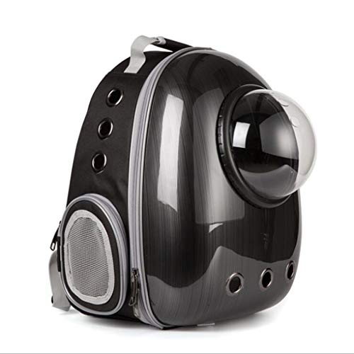 Hundetragerucksack, atmungsaktiv, tragbar, Haustier-Tragetasche, Outdoor-Reisen, Welpen, Katze, transparenter Weltraum-Haustierrucksack, Kapsel-Haustier-Tragetasche (Farbe: Schwarz) von SHQ