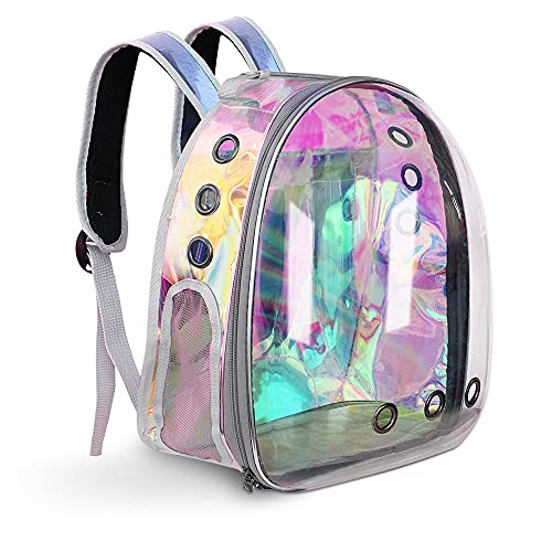 Hundetragetasche, atmungsaktive Katzentragetasche, Katzenrucksack, Transporttasche, Reisetasche, tragbarer Raumkapsel-Rucksack, transparenter Astronauten-Tragetasche, Haustiertrage (Farbe: Weiß) von SHQ