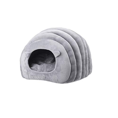 Katzenhaus Bequemes weiches Haustiernest, halbgeschlossener Katzenschlafsack, vier Jahreszeiten, universelles Haustierbett, Winter, warmes Katzen-Hundebett, Zubehör, Hundebett (Farbe: Grau) von SHQ