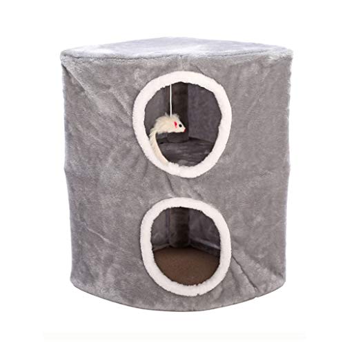 Katzenhaus Doppelschichtiges Hundebett Pelzhütte Katzenhaus Kissen Weiche Haustierbett-Matten halten im Winter warm Katzen-Hundebett Welpenliege Hundebett (Farbe: Grau) von SHQ