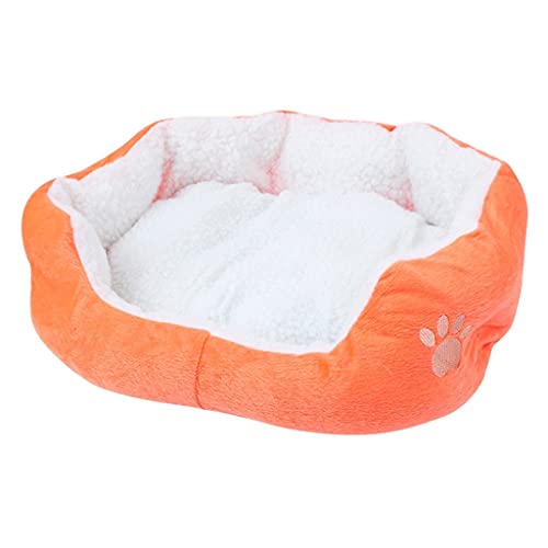 Katzenhaus-Hundebett, waschbar, Plüsch, warm, weich, Hundesofa, Katzenstreu, Schlafbetten, superweiches Haustierbett, Kissenmatte, tragbares Katzenbedarf, Hundebett (Farbe: Weiß) von SHQ