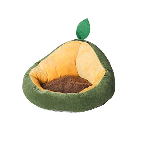 Katzenhaus Kreatives Avocado-Haustiernest Weiches Polyester Katzennest Abnehmbare Matte Haustierbett Winter Warme Hundehütte Katze Hundebett Haustierbedarf Hundebett (Farbe: Grün) von SHQ