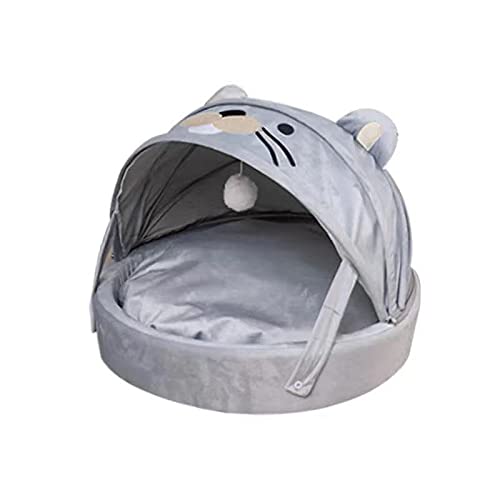 Katzenhaus Regenbogen Katzenbett Weiche Haustier-Schlafunterlage Tiefschlafnest Hund Bequem und Atmungsaktiv Haus Sterne Spielzeug Hundebett (Farbe: Grau) von SHQ