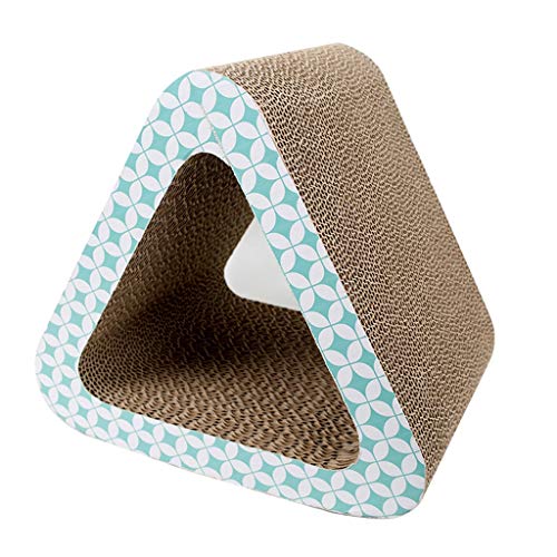Katzenkratzer, Dreieck, Katzenkratzer, tragbar, Wellpapier, Kätzchen, Kratzpad, Schaber, Kätzchen, Katzenkratzen, Haustierbedarf, Spielzeug, Katzenkratzen (Farbe: Blau) von SHQ