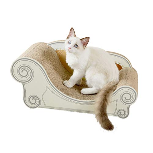 Katzenkratzer, Luxus-Kratz-Lounge, Wellpapier, Katzenkratzpappe, Couch, Katzenkratzbett, Kratzliege, Sofa, Katzenkratzen (Farbe: Weiß) von SHQ