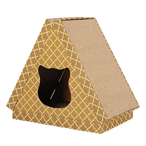 Katzenkratzer, Premium-Katzenkratzer, keilförmiger Wellpapp-Kratzer, Katzenkratzunterlage inklusive Katzenminze, Katzenkratzen (Farbe: Orange) von SHQ