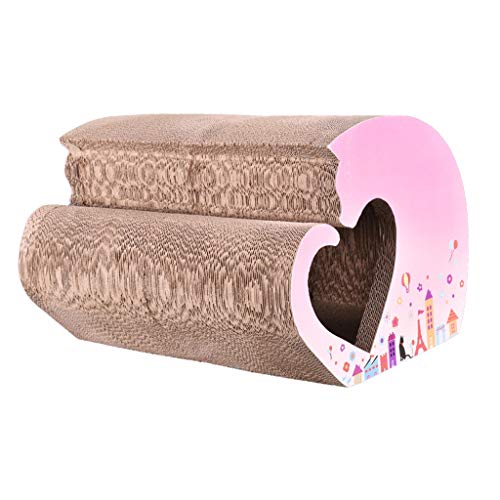Katzenkratzer, Wellpapier, Katzenschaber, Brett, herzförmiges Lochbett, luxuriöses Spielzeug, Wächter, Kätzchen, Kratzbaum, Katzenkratzspielzeug, Katzenkratzen (Farbe: Rosa) von SHQ