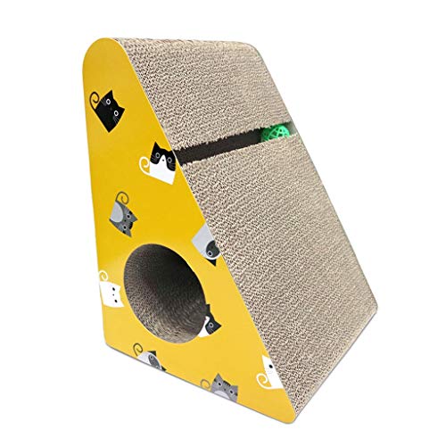 Katzenkratzer, dreieckige Neigung, Katzenspielzeug, Brett, Wellpapier, auf drei Seiten erhältlich, Katzenkratzen, Katzenbedarf, Katzenkratzen (Farbe: A-Gelb) von SHQ