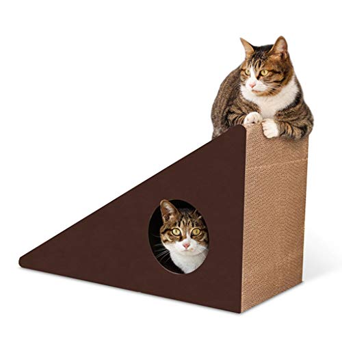 Katzenkratzer, dreieckige Neigung, Katzenspielzeug, Brett, Wellpapier, auf drei Seiten erhältlich, Katzenkratzen, Katzenbedarf, Katzenkratzen (Farbe: B-braun) von SHQ