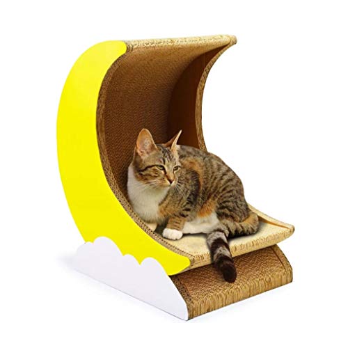 Katzenkratzer, kreativer Mondform, Katzenkratzer, Wellpapier, Katzenspielzeug, Kätzchen, Haus, Katzenkratzen für Haustiere, Katzenprodukte, Katzenkratzen (Farbe: Gelb) von SHQ