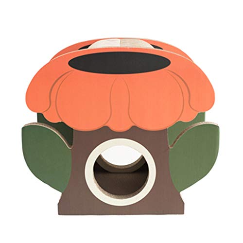 Katzenkratzer, niedlich, Sonnenblume, Katzenkratzer, Wellpapier, Katzenkratzrahmen, Katzenpfotenbrett, Katzenspielzeug, Katzenzubehör, Katzenkratzen (Farbe: Orange) von SHQ