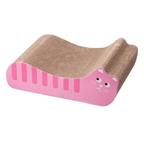 Katzenkratzer, niedliches Wellpapier, Katzenkratzspielzeug, Haustierbett, Lounge, Sofa, Kätzchen, Kratzbrett für Krallen, Katzenkratzen (Farbe: A-Pink) von SHQ