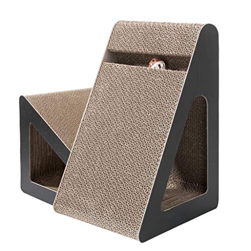 Katzenkratzer Katzenkratz-Lounge, Schräg-Kratzunterlage Karton Lounge Bett mit Ball Spielzeug Katzenminze, Superior Scratching Karton Katzenkratzen (Größe: Medium) von SHQ