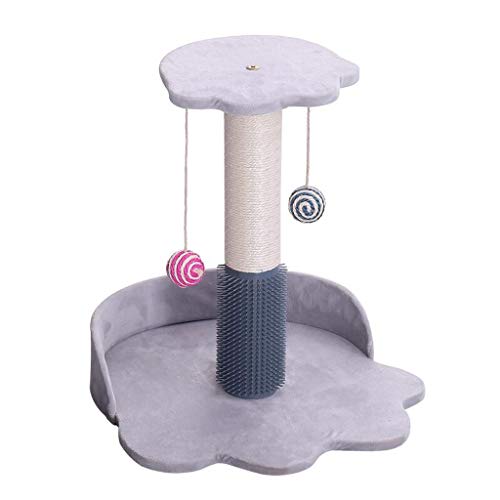 Kratzbaum, Katzenbaum, Katzenturm, Kätzchen, kleine Katzen, Möbel mit natürlichen Sisal-Kratzstämmen und lustigem Spielzeug zum Spielen, Entspannen, schlafenden Katzenturm (Farbe: Grau) von SHQ