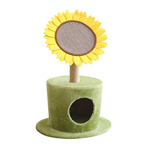 Kratzbaum Sisal Sonnenblume Katzenbaum Katzen Klettergestell Vertikales Krallenbrett Haustierbedarf Kreativität Plüsch Sisal Katzenspielzeug Interaktiver Katzenturm (Farbe: Grün) von SHQ